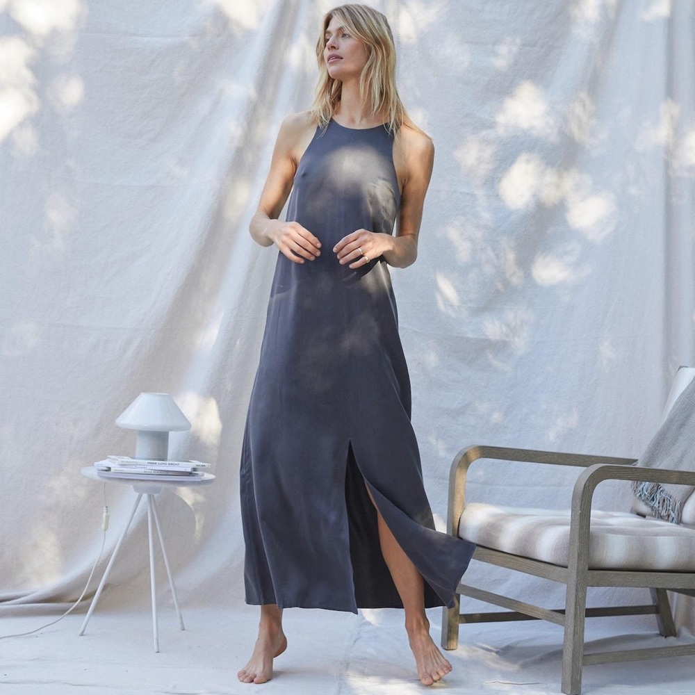 Lunya Washable Silk Racer Dress, Meditative Grey - Picture 2 of 6